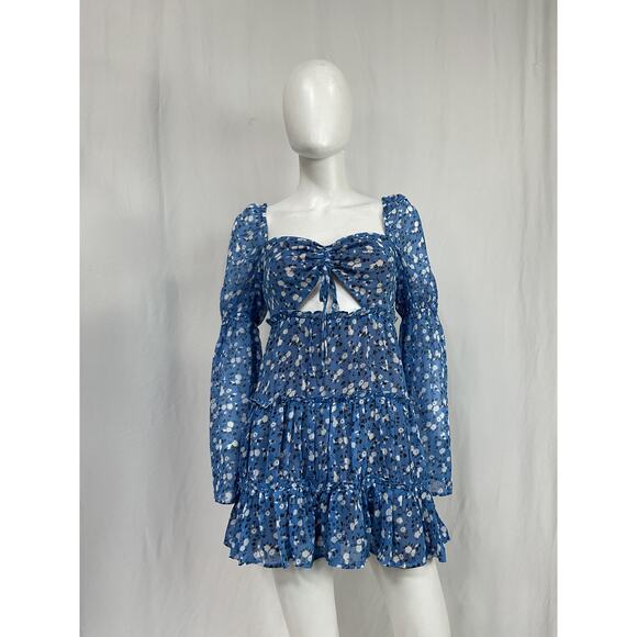 Majorelle 'Ailish' Blue Poly Mini Dress Size XS - Picture 2 of 5